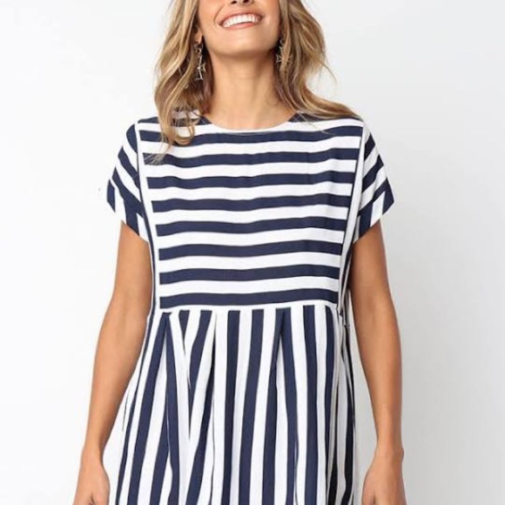 Altar’d State Nautical Blue/White Striped Dress